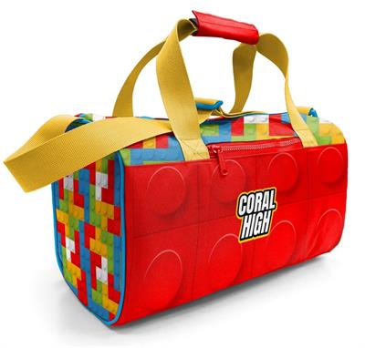 Coral High Erkek Çocuk Spor ve Seyahat Çantası - Kırmızı Yapı Blokları Desenli - 27522