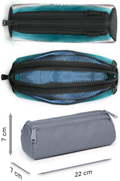 Coral High Erkek Çocuk Turkuaz Gri Batik Desenli Beşli İlkokul Okul Çanta Seti