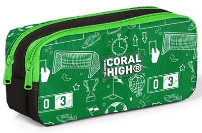 Coral High Erkek Çocuk Yeşil Futbol Baskılı İki Bölmeli Kalem Çantası/Kalemlik 31047