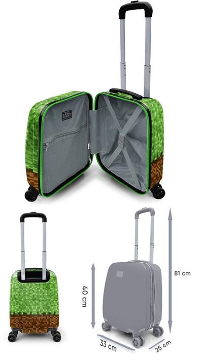 Coral High Erkek Çocuk Yeşil Kahverengi Craft Desenli Çocuk Valizi ve Seyahat/Spor Çantası Seti