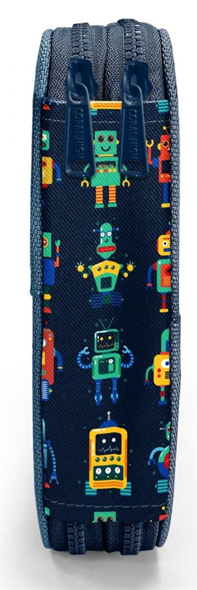 Coral High Erkek Çocuk Yeşil Sarı Robot Baskılı Katlı Organizer Kalemlik (Kalem Kutusu) 31121
