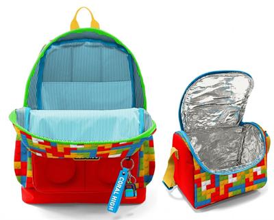 Coral High Erkek Çocuklar İçin Dayanıklı İkili İlk Okul Çanta Seti  - Kırmızı Yapı Blokları