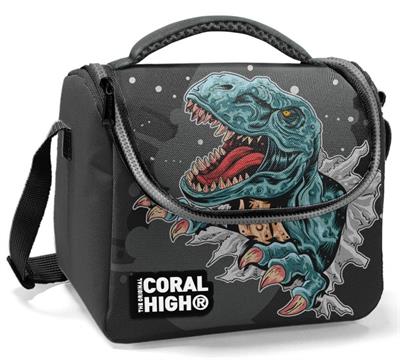 Coral High Erkek Okul Okul Beslenme Çantası - Siyah Gri Dinazor - Termal