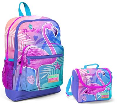 Coral High Flamingo Baskılıı İlkokul Çantası ve Beslenme Seti -  Kız Çocuk