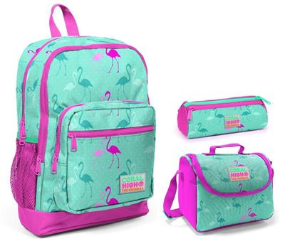Coral High Flamingo Desenli 3lü Okul Çantası Seti - Kız Çocuk