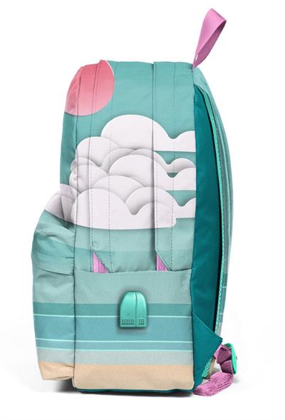 Coral High Flamingolu Üç Gözlü Okul ve Günlük Sırt Çantası - USB+AUX Soketli