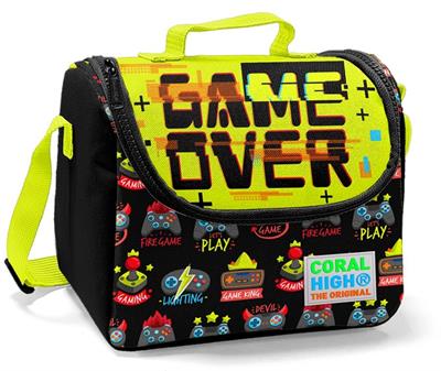 Coral High Game Over Baskılı Okul Çantası ve Beslenme Çantası Seti - Erkek Çocuk - USB Soketli