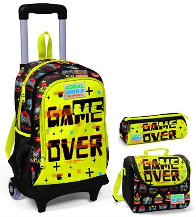 Coral High Game Over Erkek Çekçek Çanta Seti - Işıklı Tekerlekler