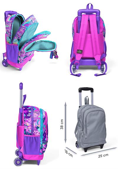Coral High Grafiti Işıklı Tekerlekli Çekçek Çanta ve Kalemlik Seti - Kız Çocuk