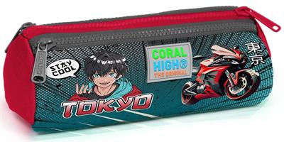 Coral High Gri Nefti Anime Motorsiklet Üç Bölmeli Kalem Çantası - Erkek Çocuk