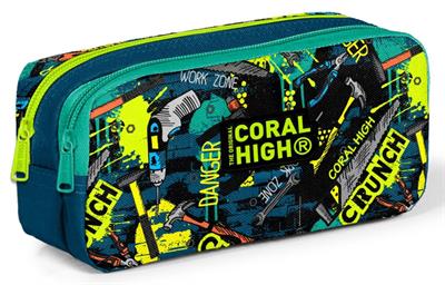 Coral High İki Bölmeli Erkek Çocuk Nefti Duvar Yazıları Kalem Çantası Kalemlik