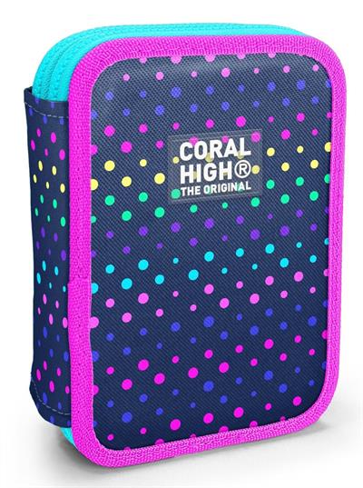 Coral High İki Katlı Düzenleyici Kalem Kutusu - Puantiyeli Lacivert, Kız Çocuk/Kadın, Puantiyeli Lacivert 11142