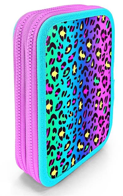 Coral High İki Katlı Düzenleyici Kalem Kutusu - Yeşil Mor Leopar, Kız Çocuk/Kadın, Yeşil Mor Leopar 11143