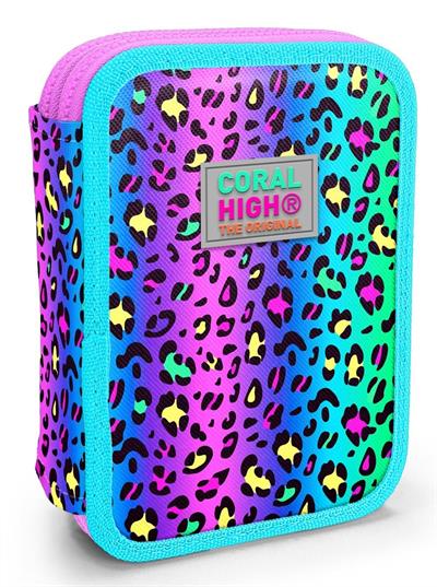 Coral High İki Katlı Düzenleyici Kalem Kutusu - Yeşil Mor Leopar, Kız Çocuk/Kadın, Yeşil Mor Leopar 11143