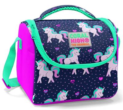 Coral High İlkokul Çanta Seti - USB ve AUX Çıkışlı Pembe Mavi Unicorn - Kız Çocuk
