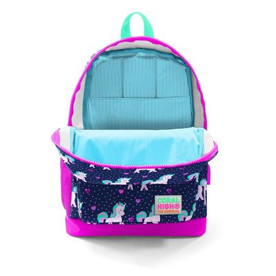 Coral High İlkokul Çanta Seti - USB ve AUX Çıkışlı Pembe Mavi Unicorn - Kız Çocuk
