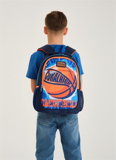 Coral High İlkokul Çanta Takımı Lacivert Turuncu Basketbol - Okul Çantası Seti - Erkek Çocuk