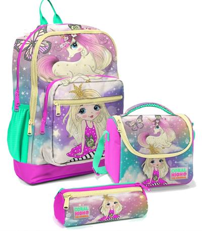 Coral High İlkokul Çantası Seti Su Yeşili Unicorn - Kız Çocuk