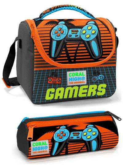 Coral High İlkokul Çantası Seti Turuncu Gamers - Erkek Çocuk