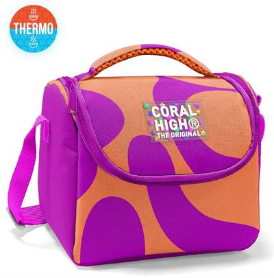 Coral High İlkokul Kız Çocuk Okul Beslenme Çantası, Turuncu Mor Renkli Çizgili, Termoslu (Isı Yalıtımlı) 22784