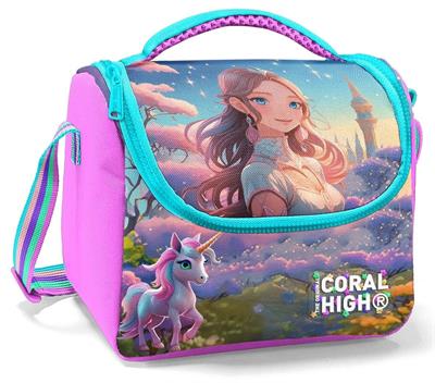 Coral High İlkokul Kız Çocuk Okul Beslenme Çantası, Turkuaz Pembe Anime Kız, Termoslu (Isı Yalıtımlı) 12781