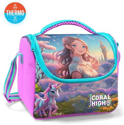 Coral High İlkokul Kız Çocuk Okul Beslenme Çantası, Turkuaz Pembe Anime Kız, Termoslu (Isı Yalıtımlı) 12781