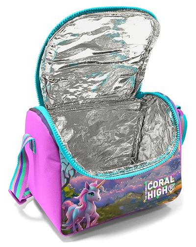 Coral High İlkokul Kız Çocuk Okul Beslenme Çantası, Turkuaz Pembe Anime Kız, Termoslu (Isı Yalıtımlı) 12781
