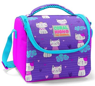 Coral High İlkokul Okul Çantası Seti Pembe Mor Kedi - Kız Çocuk