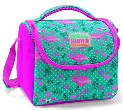Coral High İlkokul Okul Çantası ve Beslenme Seti - Yeşil Flamingo - Kız Çocuk