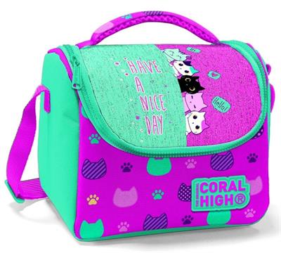Coral High İlkokul Okul Sırt Çantası ve Beslenme Çantası Seti -Sevimli Kediler Kız Çocuk
