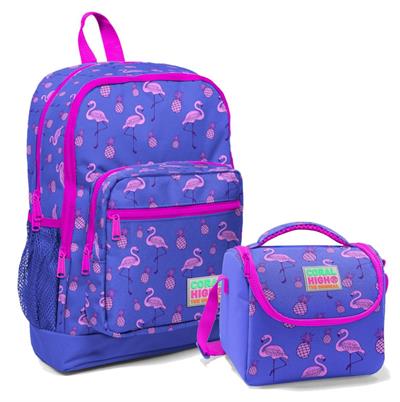 Coral High İlkokul Sırt Çantası ve Beslenme Seti - Mor Flamingo - Kız Çocuk