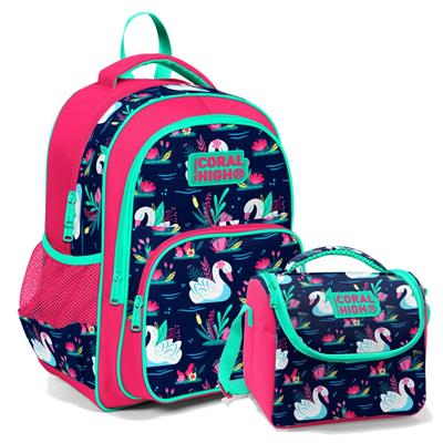 Coral High İlkokul Sırt Çantası ve Beslenme Çantası Seti - Kız Çocuk