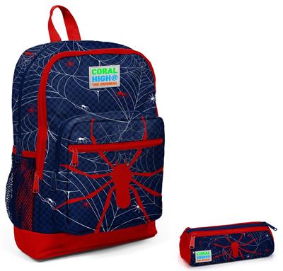 Coral High İlkokul Sırt Çantası ve Kalemlik Seti - Örümcek - Erkek Çocuk