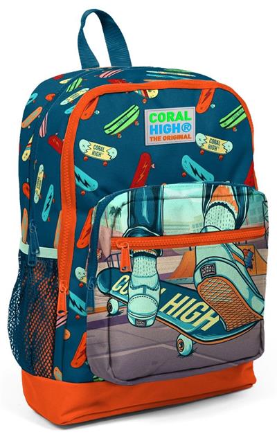 Coral High İlkokul Sırt Çantası ve Kalemlik Seti - Kaykay - Erkek Çocuk