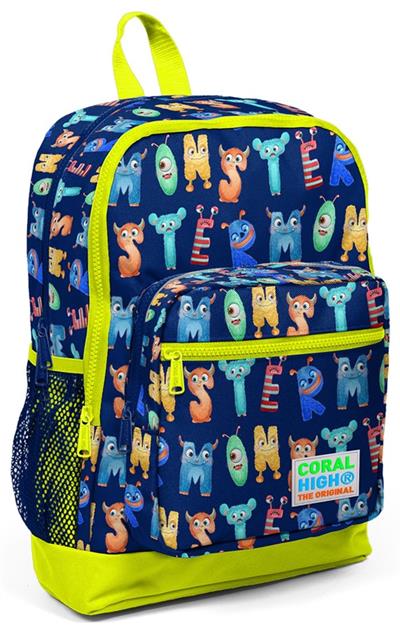 Coral High İlkokul Sırt Çantası ve Kalemlik Seti - Sevimli Harfler Baskılı