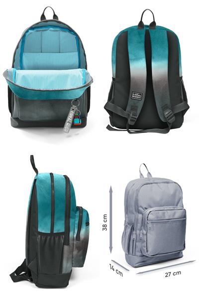 Coral High İlkokul Sırt Çantası ve Kalemlik Seti - Turkuaz Gri Batik - Erkek Çocuk