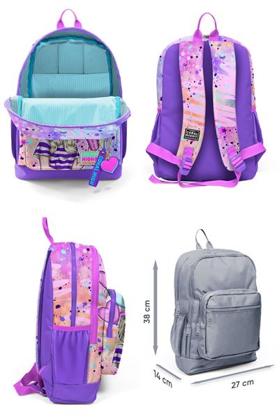 Coral High İlkokul Sırt Çantası ve Kalemlik Seti - Pembe Mor Fashion Girl - Kız Çocuk