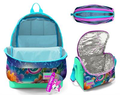 Coral High İlkokul Üçlü Okul Başlangıç Çanta Seti - Su Yeşili Denizatı, Kız Çocuk