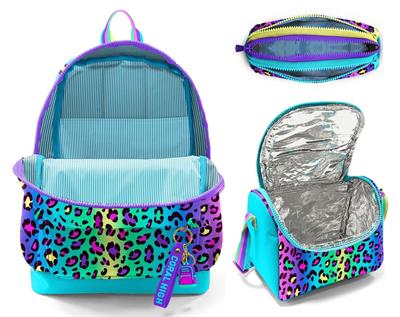 Coral High İlkokul Üçlü Okul Başlangıç Çanta Seti - Yeşil Mor Leopar, Kız Çocuk