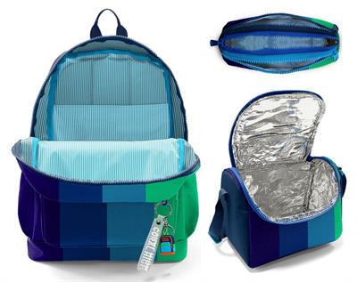 Coral High İlkokul Üçlü Okul Başlangıç Çanta Seti - Lacivert Yeşil Renkli Çizgili, Erkek Çocuk