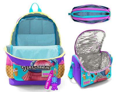 Coral High İlkokul Üçlü Okul Başlangıç Çanta Seti - Lila Turkuaz Dondurmalı Kız, Kız Çocuk