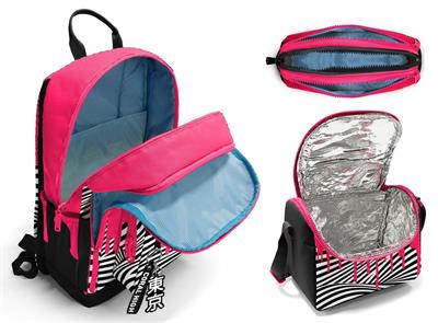 Coral High İlkokul ve Ortaokul Okul Çanta Üçlüsü - Kız Çocuk, Pembe Siyah Beyaz Boya Desenli