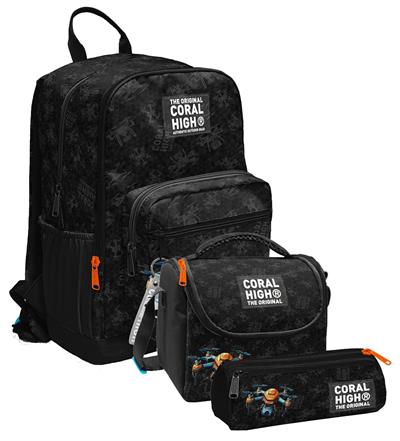 Coral High İlkokul ve Ortaokul Okul Çanta Üçlüsü - Erkek Çocuk, Drone Pilotu Siyah