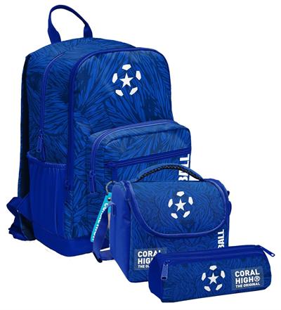 Coral High İlkokul ve Ortaokul Okul Çanta Üçlüsü - Erkek Çocuk, Lacivert Mavi Futbol