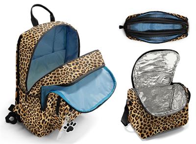 Coral High İlkokul ve Ortaokul Okul Çanta Üçlüsü - Kız Çocuk, Kahverengi Leopar