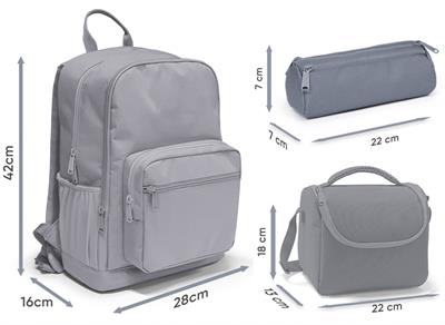 Coral High İlkokul ve Ortaokul Okul Çanta Üçlüsü - Kız Çocuk, Renkli Çizgili Mavi Turuncu