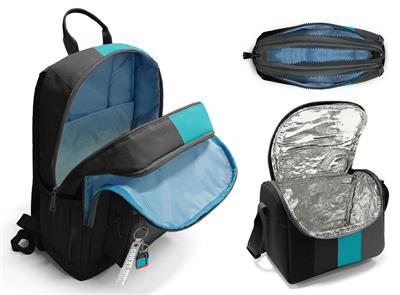 Coral High İlkokul ve Ortaokul Okul Çanta Üçlüsü - Erkek Çocuk, Siyah Turkuaz Çizgili