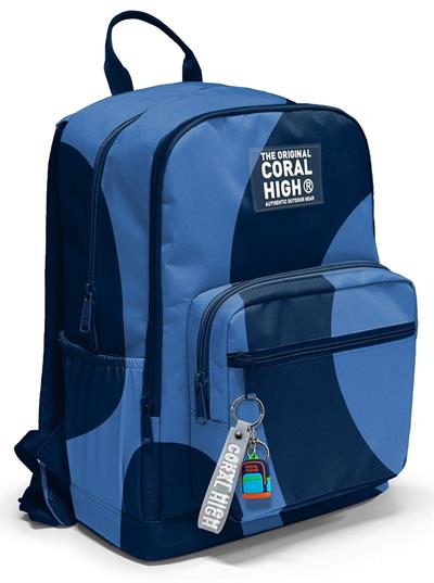 Coral High İlkokul ve Ortaokul Sırt Çantası 23688 - Erkek Çocuk, Lacivert Mavi Renkli Çizgili, Dört Bölmeli