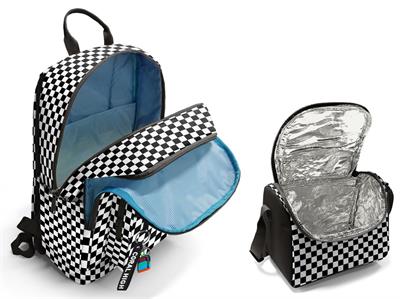 Coral High İlkokul ve Ortaokul Sırt Çantası ve Beslenme Seti - Kız Çocuklar İçin Siyah Beyaz Damalı