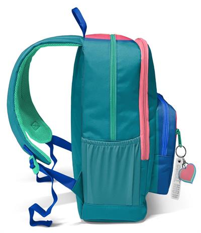 Coral High İlkokul ve Ortaokul Sırt Çantası 23679 - Kız Çocuk, Yeşil Mavi Pembe Renkli Çizgili, Dört Bölmeli